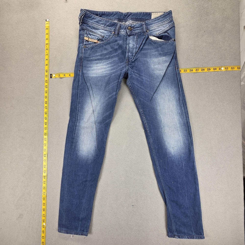 Diesel Jeans Mens 30x32 Blue Belther Slim Tapered Distressed Button Fly 0838C